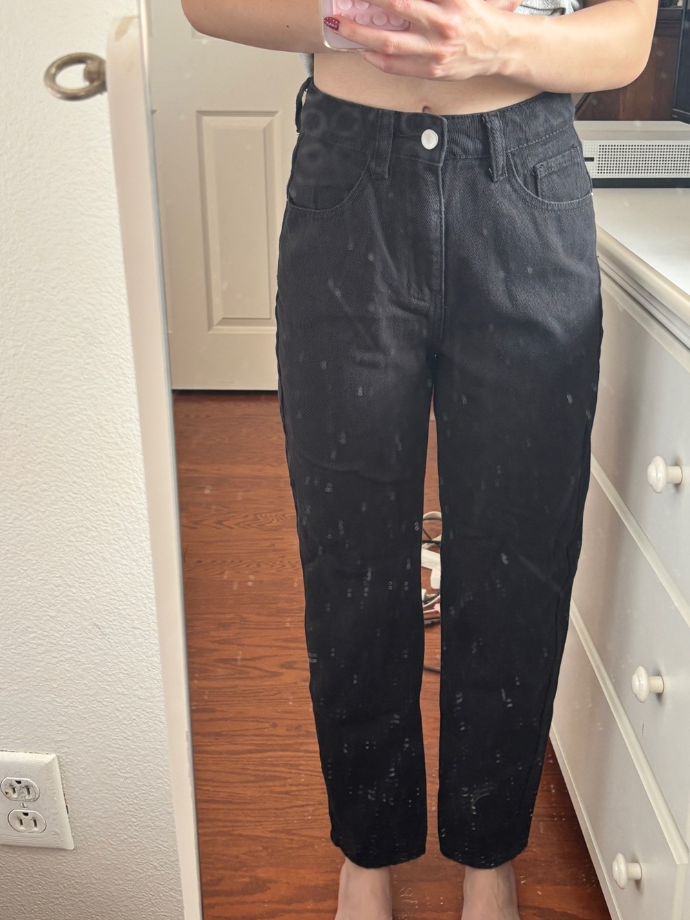 Black High-Rise Straight Leg Jeans